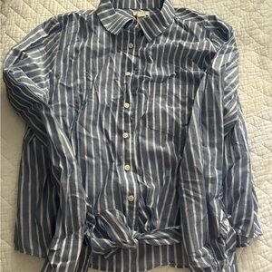 J. Crew Classic Blue and White Striped Button Down Shirt